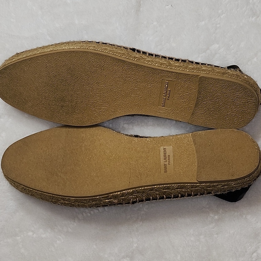 YSL Saint Laurent Mens Black Canvas Slip On Espadrille Size 45/ US 11 - Picture 13 of 14